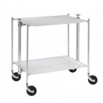Desserte roulante et pliante 2 etages montants chromes plateaux acryliques blanc