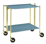 Table roulante pliante, desserte de cuisine 2 etages montants dores plateaux acr