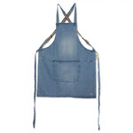 Tablier a bretelles en coton - denim bleu