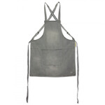 Tablier a bretelles en coton - denim gris