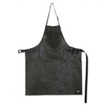 Tablier a bretelles en cuir - vintage gris