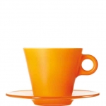 Tasse cappucino avec soucoupe en verre orange Ooh! Magico