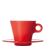 Tasse cappucino avec soucoupe en verre rouge Ooh! Magico