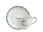 Tasse & soucoupe jumbo C FILET BLEU MONOGRAMME