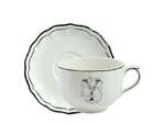 Tasse & soucoupe jumbo Y FILET BLEU MONOGRAMME