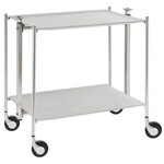 Table roulante pliante, desserte de cuisine 2 etages montants chromes plateaux a
