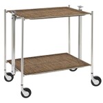 Table roulante pliante, desserte de cuisine 2 etages montants chromes plateaux s