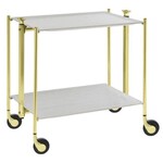 Table roulante pliante, desserte de cuisine 2 etages montants dores plateaux acr