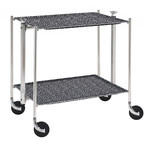 Table roulante pliante, desserte de cuisine 2 etages montants chromes plateaux s