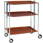 Table roulante pliante, desserte de cuisine 3 etages montants chromes plateaux s