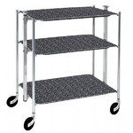 Table roulante pliante, desserte de cuisine 3 etages montants chromes plateaux s