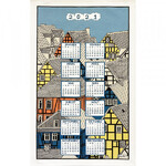 Torchon calendrier 2021 Colombages (82% coton et 18% lin)