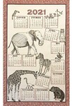 Torchon calendrier 2021 Safari (82% coton et 18% lin)