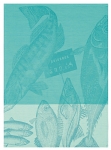 Torchon  Le Jacquard Francais 60x80 Marche aux Poissons Glace 100% coton