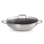 Wok 30 cm Inox Classique Antiadherent avec poignee et couvercle