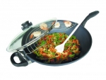 Wok 32 cm Swiss Diamond 5 Litres avec couvercle en verre & grille. Induction.