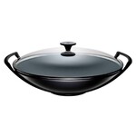 Wok 36 cm Noir Mat avec couvercle Verre