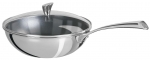 Wok Cristel 28 cm inox Multiply revetement Ceram'In avec Couvercle bombe en verr