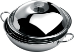 Wok 34 cm avec Couvercle et demi-Grille Inox