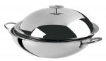 Wok 38 cm avec Couvercle et demi-Grille Inox