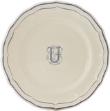 Assiette Canapes 16.5 cm U FILET BLEU MONOGRAMME