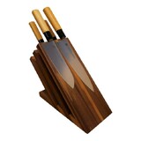 Bloc a couteaux en noyer aimante tout equipe de 4 couteaux Haiku Original