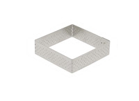 Cercle a tarte carre perfore en inox H. 2 cm - L. 7 cm