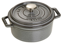 Cocotte en fonte ronde gris graphite 14 cm avec couvercle a bouton laiton