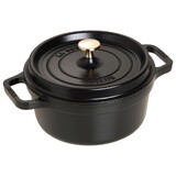 Cocotte en fonte ronde noire 22 cm avec couvercle a bouton laiton
