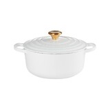 Cocotte ronde 24 cm blanc bouton dore