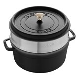 Cocotte ronde avec panier vapeur 24 cm Noir mat