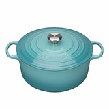 Cocotte ronde bleu riviera 28cm - bouton metal