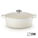 Cocotte Signature en fonte emaillee ovale 27 cm Creme