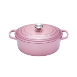 Cocotte Signature en fonte emaillee ovale 29 cm rose Mauve Pink