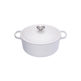 Cocotte Signature en fonte emaillee ronde 20 cm blanc Coton