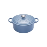 Cocotte Signature en fonte emaillee ronde 20 cm bleu Mineral