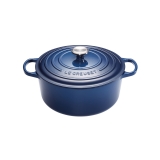 Cocotte Signature en fonte emaillee ronde 24 cm bleu Encre