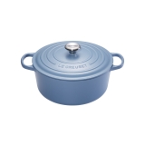 Cocotte Signature en fonte emaillee ronde 24 cm bleu Mineral