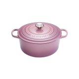 Cocotte Signature en fonte emaillee ronde 24 cm rose Mauve Pink