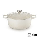 Cocotte Signature en fonte emaillee ronde 26 cm Creme