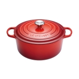 Cocotte Signature en fonte emaillee Ronde 30 cm Cerise