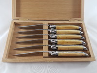 Coffret 6 couteaux Laguiole Prestige en Buis finition Brillant