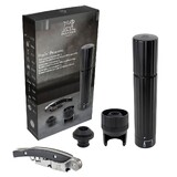 Coffret cadeaux PopnPreserve avec un tire-bouchon sommelier noir et une pompe