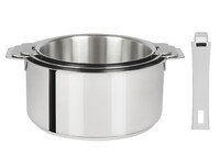 Coffret de 3 casseroles 16 a 20 cm avec 1 poignee Blanche MUTINE AMOVIBLE