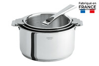Coffret de 3 Casseroles 16 a 20 cm avec 1 Poignee Inox CASTELINE AMOVIBLE