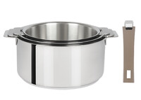 Coffret de 3 casseroles 16 a 20 cm avec 1 poignee Taupe MUTINE AMOVIBLE