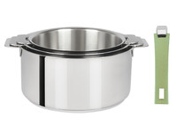 Coffret de 3 casseroles 16 a 20 cm avec 1 poignee Vert Tilleul MUTINE AMOVIBLE