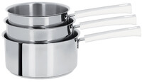 Coffret de 3 Casseroles 16 a 20 cm Poignee Blanche Inox Mutine Fixe