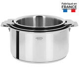 Coffret de 3 casseroles Inox 16 a 20 cm Casteline Amovible