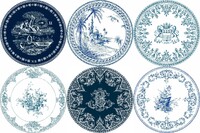 Coffret de 6 Assiettes Mignardises LES DEPAREILLEES BLEU